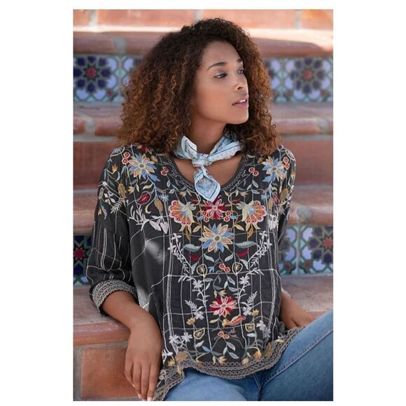 Johnny Was Sienna Blouse Embroidered (S) Boho, - Picture 1 of 11